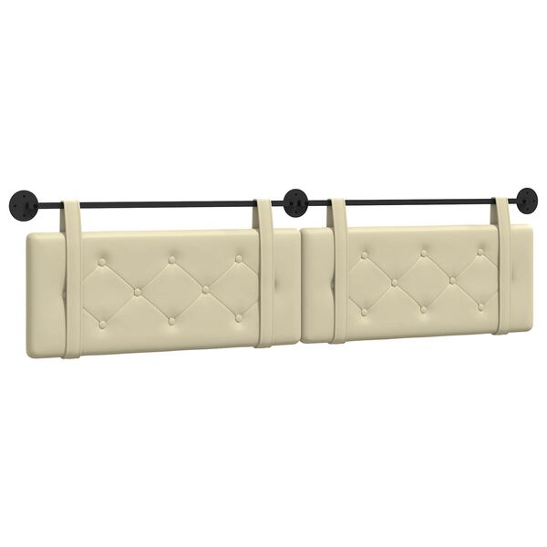 vidaXL H&auml;ngevorderseite Wandmontiert Creme 210 x 55 x 5 cm Kunstleder