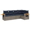 vidaXL 5-tlg. Garten-Sofagarnitur mit Kissen Grau Poly Rattan