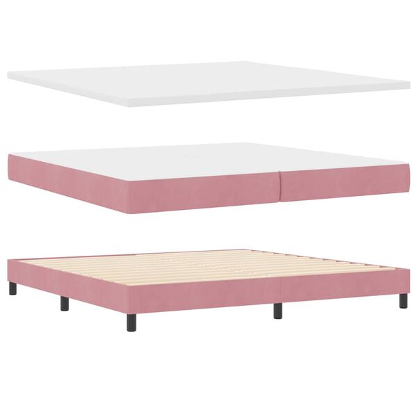 vidaXL Boxspringbett mit Matratze mit Kopfteil Rosa 200 x 200 cm Samt