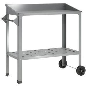 vidaXL Umtopftisch mit R&auml;dern 96 x 50 x 89 cm Verzinkter Stahl Silber