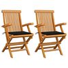vidaXL Gartenst&uuml;hle mit Schwarzen Kissen 2 Stk. Massivholz Teak