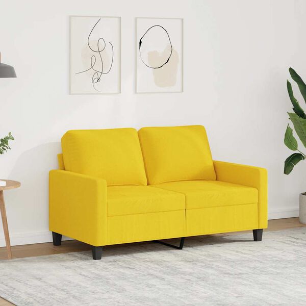 vidaXL 2-Sitzer-Sofa Hellgelb 120 cm Stoff