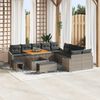 vidaXL Garten-Sofa-Set mit Kissen 13 pcs Grau Poly Rattan