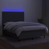 vidaXL Boxspringbett mit Matratze & LED Dunkelgrau 140x190 cm Stoff
