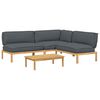 vidaXL Sofa Set mit Kissen Uni 4 pcs Anthrazit Massivholz Akazie