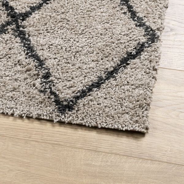 vidaXL Teppich Shaggy Hochflor Modern Beige und Anthrazit 160x230 cm