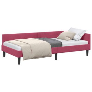 vidaXL Eckbettgestell Weinrot 90 x 190 cm Samt