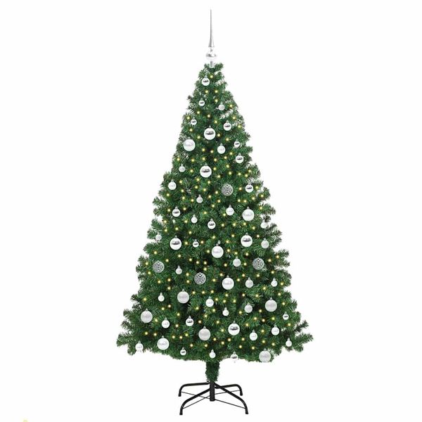 vidaXL K&uuml;nstlicher Weihnachtsbaum mit 300 LEDs mit St&auml;nder Gr&uuml;n 180 cm