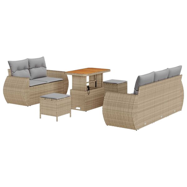 vidaXL Gartensofa-set mit Kissen 8 pcs Beige und Hellgrau Poly-Rattan
