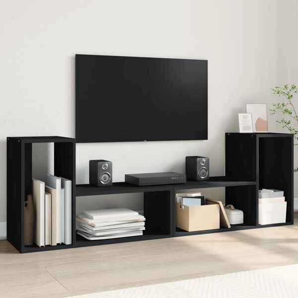 vidaXL TV-Schränke 2 Stk. Schwarz 75x30x50 cm Holzwerkstoff