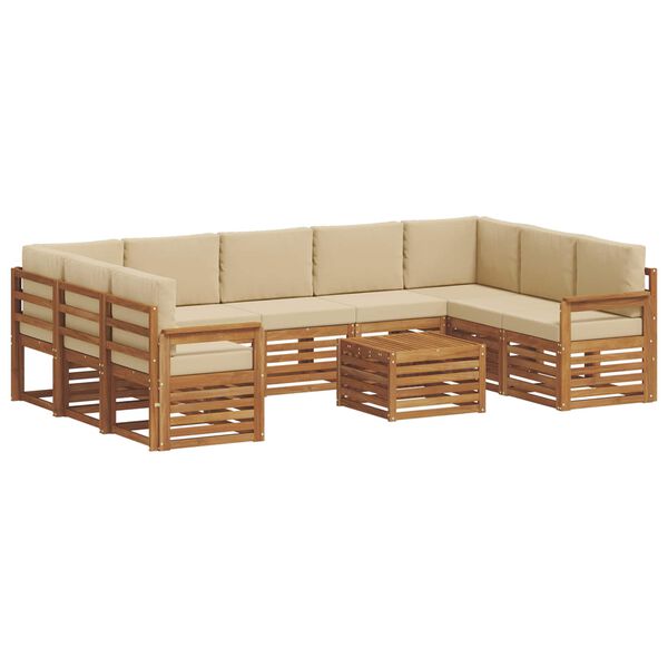 vidaXL Sofagarnituren 10 pcs Natur und Beige Massivholz Akazie