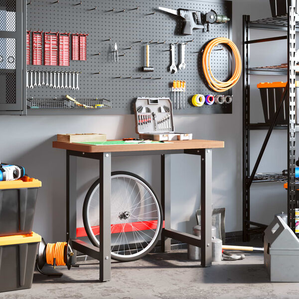 vidaXL Werkbank 100x60x83 cm Massivholz Buche Rechteckig