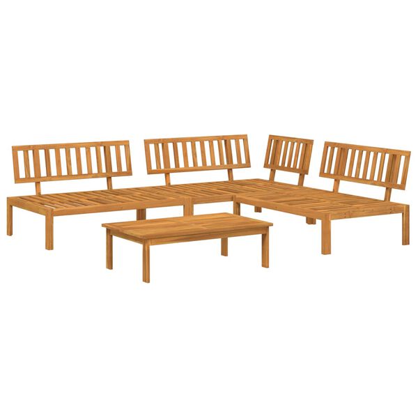 vidaXL Sofa Set mit Kissen Uni 4 pcs Anthrazit Massivholz Akazie