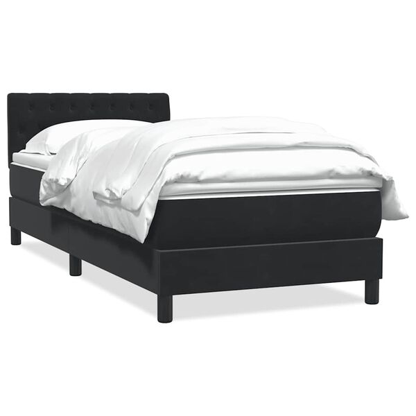 vidaXL Boxspringbett mit Matratze Schwarz 100x210 cm Samt