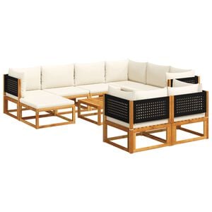vidaXL 10-tlg. Gartensofa-Set mit Kissen Holz Akazie & Rattan
