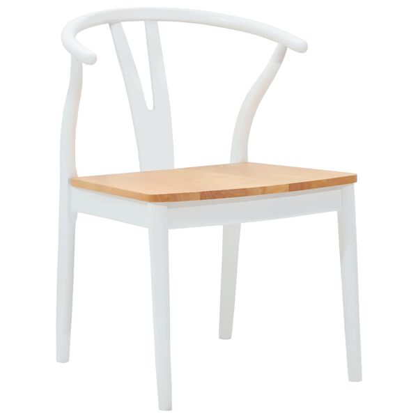 vidaXL Esszimmerstuhl 2 pcs Wei&szlig; und Natur Massives Gummiholz