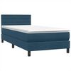 vidaXL Boxspringbett mit Matratze Dunkelblau 80x220 cm Samt