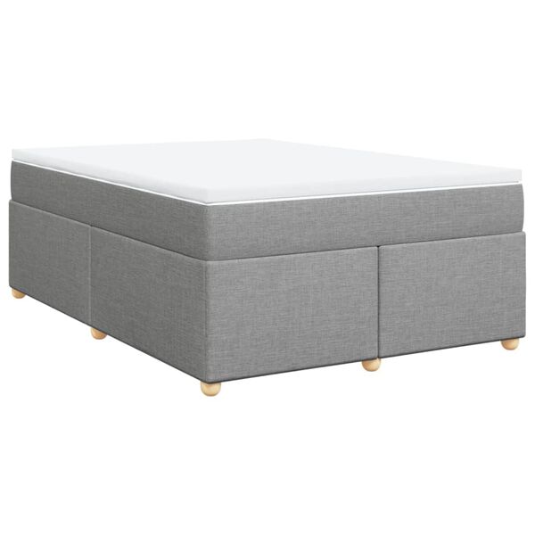 vidaXL Boxspringbett mit Matratze Hellgrau 140x200 cm Stoff