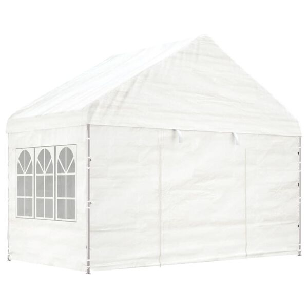 vidaXL Pavillon mit Dach Wei&szlig; 6,69 x 4,08 x 3,22 m Polyethylen