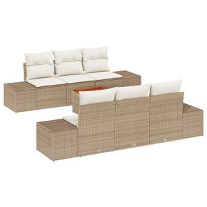 vidaXL Garten-Sofa-Set 7 pcs Beige und Weiß