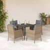 vidaXL 5-tlg. Garten-Essgruppe mit Kissen Beige Poly Rattan