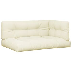 vidaXL Palettenkissen 3-tlg. Creme Stoff