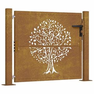 vidaXL Gartentor 100x75 cm Cortenstahl Baumdesign