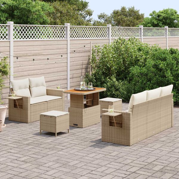 vidaXL Gartensofa-set mit Kissen 8 pcs Beige Poly-Rattan