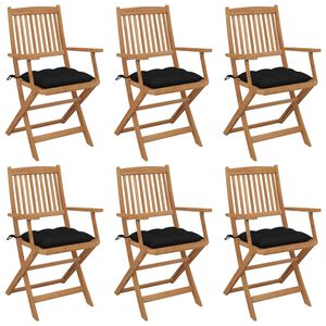 vidaXL Klappbare Gartenst&uuml;hle 6 Stk. mit Kissen Massivholz Akazie