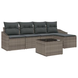 vidaXL Sofa Set mit Kissen mit Speicher 6 pcs Hellgrau Poly-Rattan