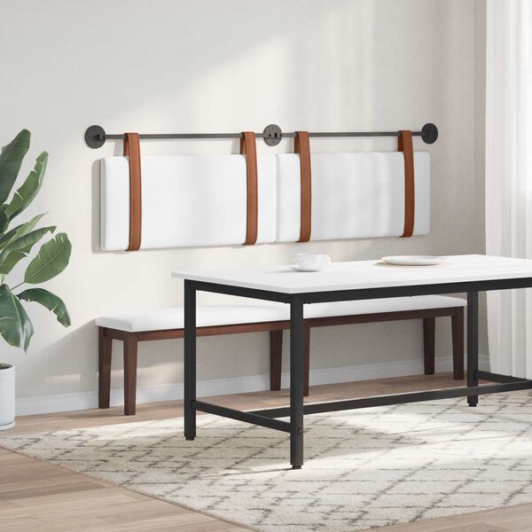 vidaXL H&auml;ngevorderseite Wandmontiert Wei&szlig; 170 x 55 x 5 cm Antikes PU