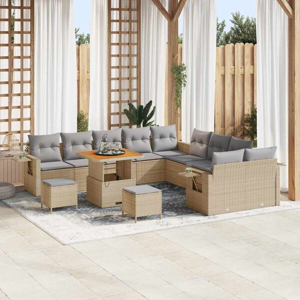 vidaXL Garten-Sofa-Set 13 pcs Beige Poly-Rattan