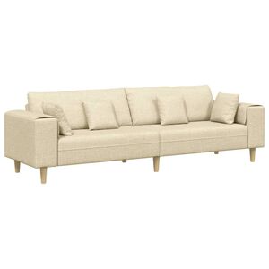 vidaXL Sofa mit Kissen Creme 250 x 77 x 76 cm Stoff
