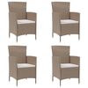 vidaXL Gartenst&uuml;hle mit Kissen 4 Stk. Poly Rattan Beige