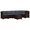 vidaXL 6-Sitzer Garten Sofa mit Kissen Rattan Look PP Braun