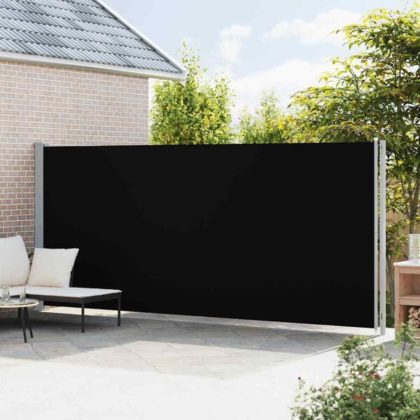 vidaXL Seitenmarkise Ausziehbar 200x600 cm Schwarz
