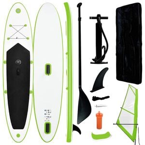 vidaXL Aufblasbares SUP-Board mit Segel Set Gr&uuml;n und Wei&szlig;