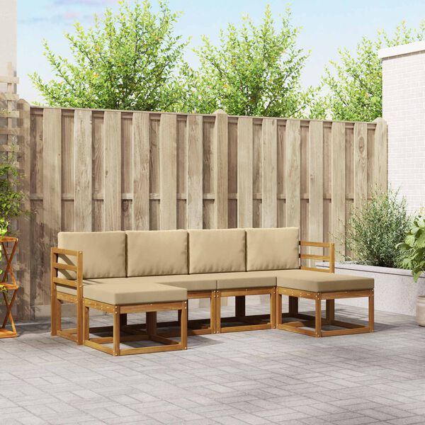 vidaXL Outdoor-Sofagarnitur 6 pcs Natur und Beige Holzwerkstoff