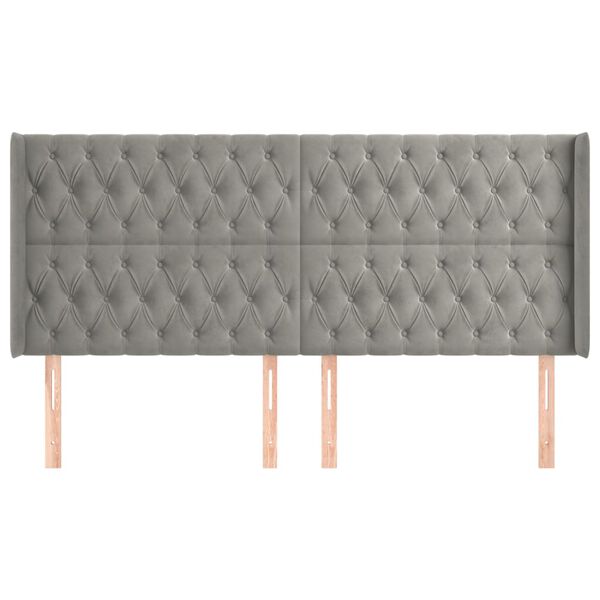 vidaXL Kopfteil mit Ohren Hellgrau 183x16x118/128 cm Samt