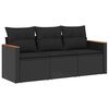 vidaXL 3-tlg. Garten-Sofagarnitur mit Kissen Schwarz Poly Rattan
