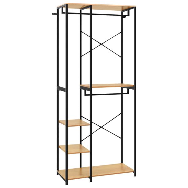 vidaXL Kleiderschrank Schwarz Eiche 90x40x213 cm Metall Holzwerkstoff