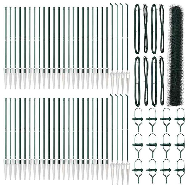 vidaXL Zaunpfosten Gr&uuml;n 100 x 1,4 m (50 mm Maschen) Stahl und PVC