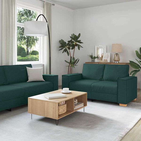 vidaXL Sofa 3 pcs Dunkelgr&uuml;n 220 x 80 x 84 cm Leinenmischgewebe