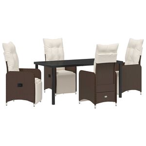 vidaXL Garten Essgruppe mit Kissen 5 pcs Braun Poly Rattan