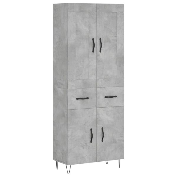 vidaXL Highboard Betongrau 69,5x34x180 cm Holzwerkstoff