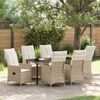 vidaXL Garten Essgruppe mit Kissen 7 pcs Beige Poly-Rattan