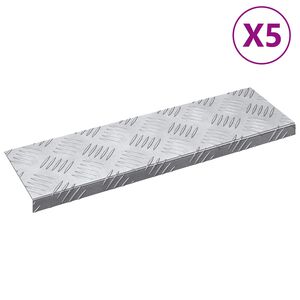 vidaXL Treppe Tritt 5 stk. 60 x 18 x 2,5 cm Silber Aluminium