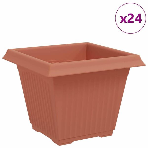 vidaXL Quadratischer Blumentopf 24 pcs Ziegelrot 43 x 43 x 33,5 cm