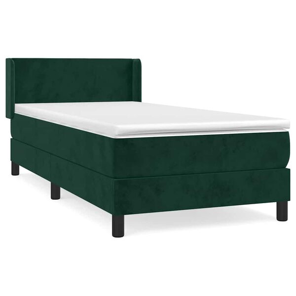 vidaXL Boxspringbett mit Matratze Dunkelgr&uuml;n 90x200 cm Samt