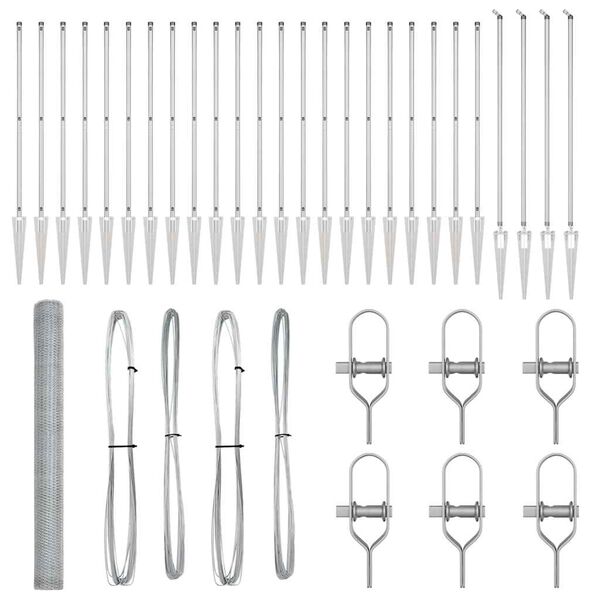 vidaXL Zaunpfosten Silber 50 x 1,5 m (25 mm Maschenweite) Stahl